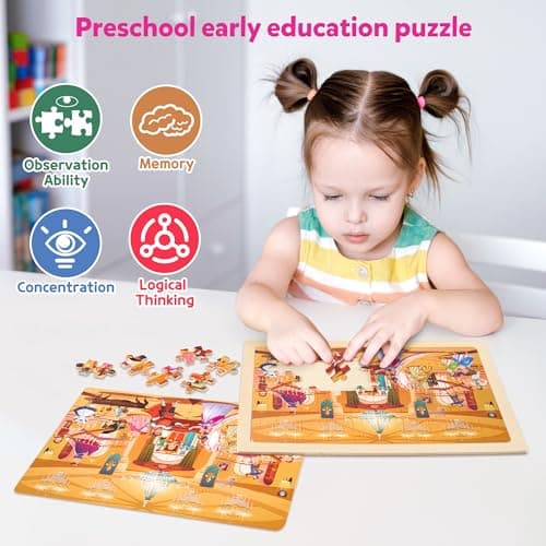SYNARRY Puzzle Enfant 3 4 5 6 7 8 Ans, Puzzle Bois 6×60 Pièces, Jouet Educatif Préscolaire, Jouets Cadeaux pour Enfants de 3 à 8 Ans Filles Garçons