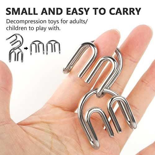 Holzsammlung 8 Pièces Casse Tete Metallique, Jeux Casse Tête Metal, Métallique Wire Set Mini IQ Puzzle, Esprit Test Jeu Educatif Logic Jouet Classique Cadeau pour Adulte et Enfant