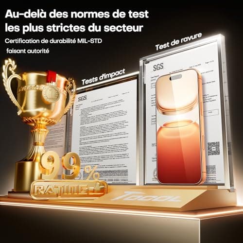 TOCOL Verre Trempé pour iPhone 17 Pro/iPhone 16 Pro, Dépoussiérage Automatique, Sans Bulles, Dureté 9H, Couverture Complète Protection, Coques de Téléphone Compatibles, 2 Pièces