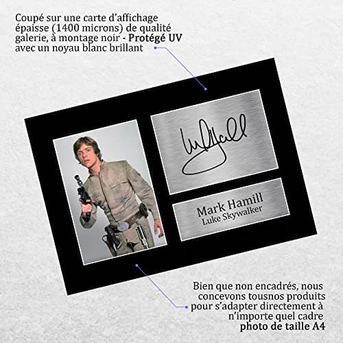HWC Trading A4 Mark Hamill Star Wars Luke Skywalker Cadeaux Imprimé Signé Autographe Photo pour les fans de cinéma - A4