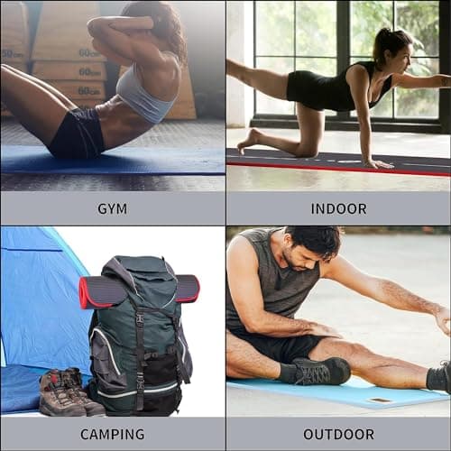 PROIRON Tapis de Yoga Epais 10MM, Antidérapant Tapis d'exercice Fitness, Tapis de Gymnastique pour Yoga Pilates Gym Exercices Sport Camping Voyage, en Mousse NBR/respecte la Peau, Noir