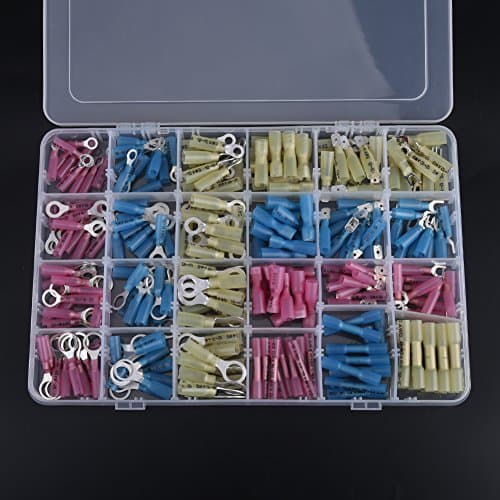 Lot de 240 connecteurs thermorétractables isolés thermiques et électriques avec bornes de fils Rouge & Bleu & Jaune