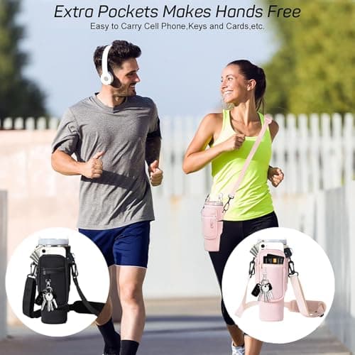 Bouteille d'Eau pour Stanley Cup 40oz, Stanley Cup Porte-Bouteille d'Eau, Sac Stanley Cup Avec Poche, Accessoires Stanley Quencher, Avec Bandoulière Réglable, pour Randonnée, Voyage, Camping, Rose