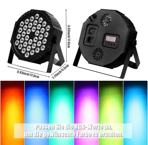 ZHENNBY Lumière de Scène Par LED 36 Lampe RGB Lumiere DJ Fête Eclairage de Scène DMX avec Télécommande Éclairage de Scène pour Disco Soiree Mariage Lumière Noël Halloween Bar - 4 pack