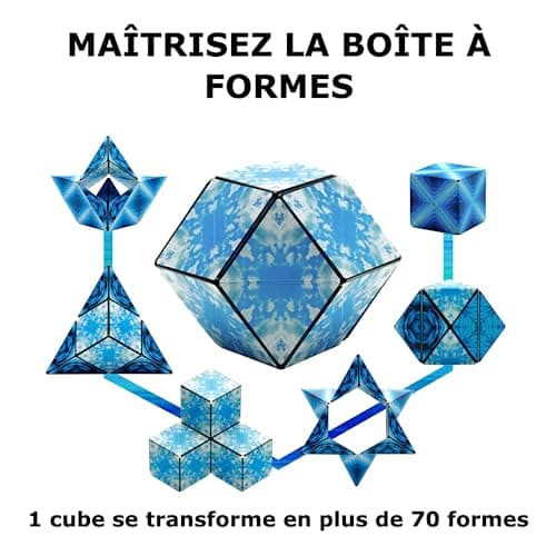 SHASHIBO Cube Transformable – Cube Antistress breveté et primé avec 36 aimants rares sur Le thème de la Terre – Peut Prendre Plus de 70 Formes (Blue Planet)