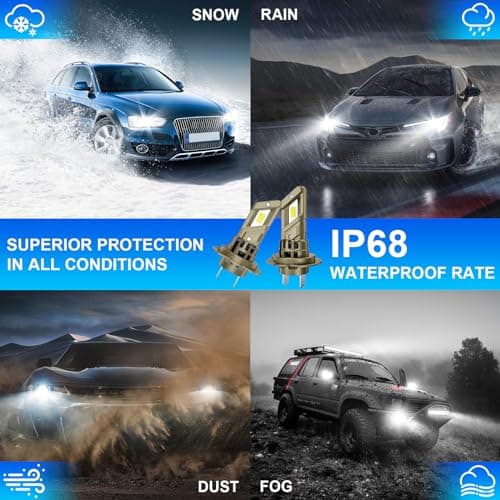 Sycreek Ampoules H7 LED,Améliorer 80W 28000LM 6500K,1:1 Mini Design pour Remplacement Halogène de Voiture Kit,2 LED H7