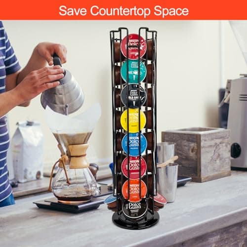 Lectorias Supports pour 32 Capsules de Café , Porte Rangement pour Dolce Gusto Capsules de Café, Distributeur de Capsules, 360 Degrés Rotable Range Coffee Capsule Stands, Support de Rangement Dosette