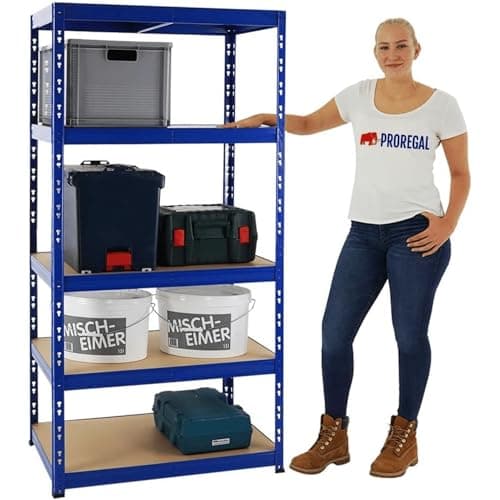 PROREGAL Mega Deal 4X Étagère Charge Lourde Tiger | HxLxP 180x90x60cm | 265kg par Niveau | Bleu | Étagère Robuste de Garage, Atelier, Cave, sous-Sol, Stockage, Rangement, rayonnage