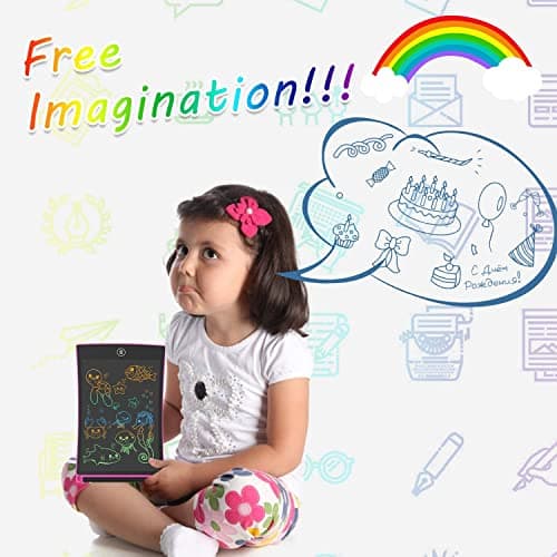 GUYUCOM Tablette Dessin Enfant 8,5 Pouces Ecriture LCD et Tablette Magique Enfant pour Les Enfants avec Une Ligne Colorée et Plus Lumineuse,Grands Cadeauxs pour 3 4 5 6 7 Ans Garçons Filles (Rose)