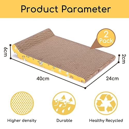 Nobleza 2 Pièces Grattoir Chat Carton Griffoir Incurvé Réversible en Carton, Tapis à Gratter pour Chat avec Carton Ondulé et Herbe À Chat, 40 x 25cm