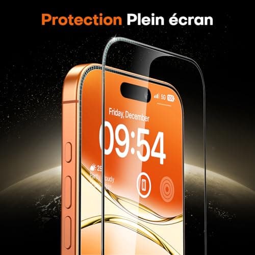TOCOL Verre Trempé pour iPhone 17 Pro/iPhone 16 Pro, Dépoussiérage Automatique, Sans Bulles, Dureté 9H, Couverture Complète Protection, Coques de Téléphone Compatibles, 2 Pièces