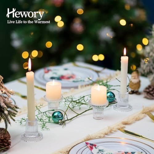 Hewory Lot de 20 bougeoirs en verre pour bougies piliers, bougies votives modernes nervurées pour décoration d'intérieur, fête de Noël