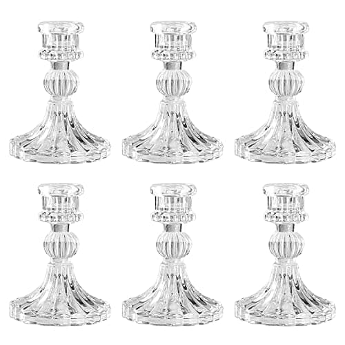 Bougeoir en Verre, bougeoirs Coniques Transparents, bougeoir en Verre Cristal pour Mariage, Maison, décoration de fête (Bande, 6 pièces)