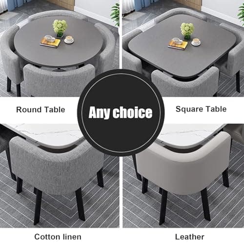 Ensemble de table à manger ronde/carrée avec chaises, table de conférence moderne et 4 chaises, combinaison table de réception et chaises, ensemble de table de cuisine en bois pour 4 personnes