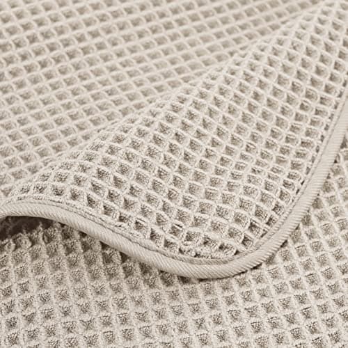 Polyte - Lot de 4 Serviettes de Bain en Microfibres - sèche Rapidement/ne Peluche Pas - Tissu alvéolé - Beige - 152,4 x 76,2 cm
