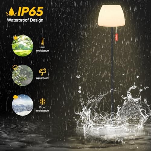 Licmic Lampadaire solaire d'extérieur avec capteur de lumière, à intensité variable, blanc chaud et RVB, lampe sur pied, sans fil, rechargeable, étanche, pour terrasse, jardin.
