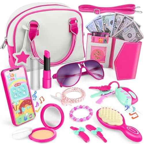 Sac à Main pour Tout-Petits Filles avec Accessoires, Maquillage pour Les Enfants, Mon Premier Sac à Main, Jouets pour Les Filles, Cadeaux pour Les Filles de Plus de 3 Ans