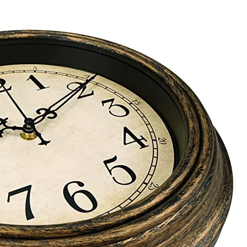 Horloge Murale Vintage, Horloge Silencieux Classique de 30cm pour Salon, Chambre de Coucher ou Bureau, Alimenté par Piles (Chiffres Arabes)