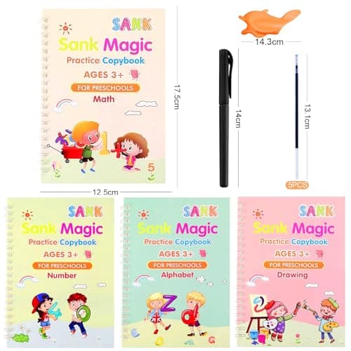 Sunshine smile Livre Manuscrit Reutilisable,Calligraphie Magique Enfant,Calligraphie Magique,Manuscrite Livre De Calligraphie,Cahier De Pratique anglais magie,Calligraphie Magique Réutilisable (4-A)