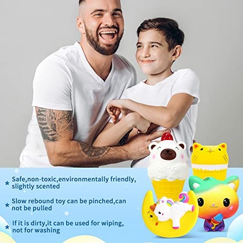 4 Pièces Squishy Kawaii Squishies Jouet, DJLLA Squishy Kawaii Anti Stress Jouets de Stress pour Les Enfants, Les Filles, Les Sarçons, Les Adultes