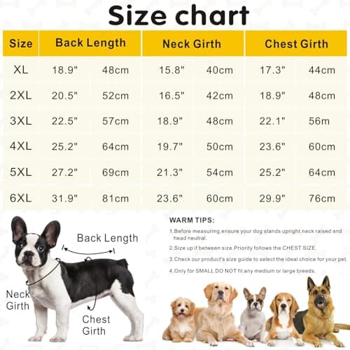 Oslueidy Imperméable à l'eau Chien Manteau, Hiver Chaud Chien Veste réfléchissant vêtements pour Animaux de Compagnie Chien Temps Froid Manteau Confortable Snow Suit Veste Gilet (Jaune, 6XL)