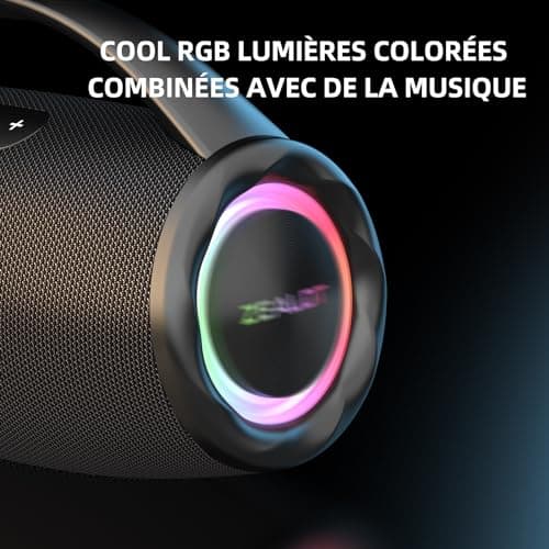 ZEALOT Enceinte Bluetooth, 80W Haut - Parleur Bluetooth avec Boost Bass, étanche ipx6, lumière LED, Banque d'alimentation, Bluetooth 5.2, extérieur, Camping Haut - Parleur Bluetooth