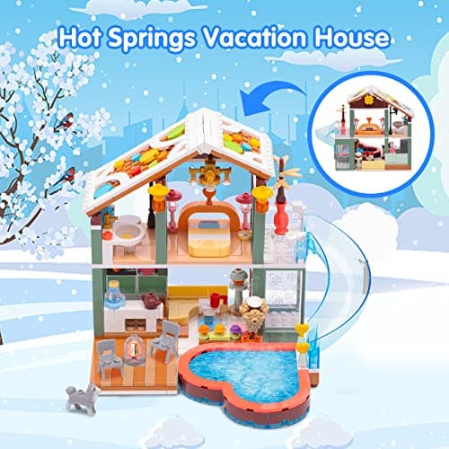 Sitodier Blocs de Construction Jouet- 439pcs Source Chaude Maison de Vacances Jouet de Construction pour Enfants 6-12, Kit de Briques de Construction pour Enfants 6 7 8 9 10 11 12