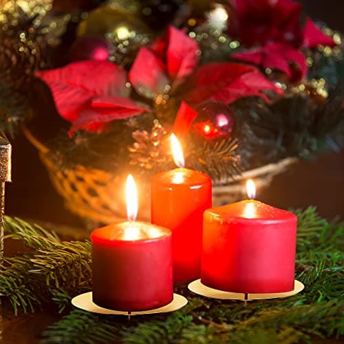 Bougeoirs Noël de l'Avent 6cm, Taozoey Lot de 4 Bougeoirs, Supports de Bougie avec Pic, Bougeoir en Métal pour Décorer des Couronnes, Chandelier Noel, Couronne de l'Avent Décorée Bougie Fixe
