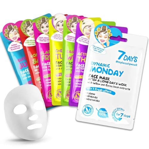 7Days Coffret Cadeau De Soins Pour Le Visage Avec Masques en Feuille - Ensemble De Masques En Tissu Hydratants, Nourrissants, Coffret Cadeau Beauté Avec Masque Visage Pour Femmes