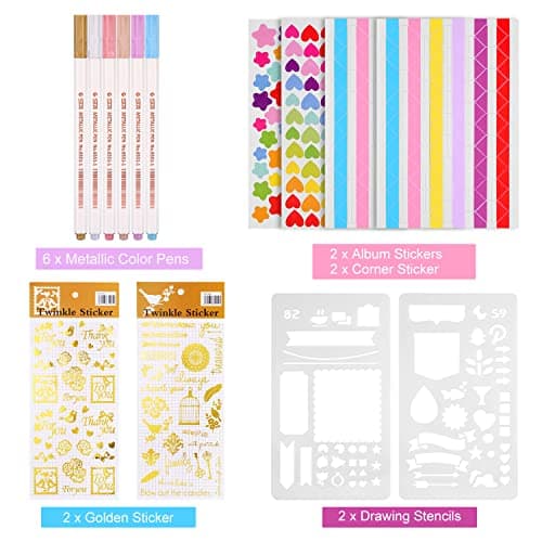 DazSpirit Album Photo 80 Pages Noir Scrapbooking Album 29,5 X 21Cm Livre Scrapbooking Avec 6 Stylos Métalliques, Pour 160 Photos, Livre D'or Pour Anniversaire Et Mariage (Bleu)