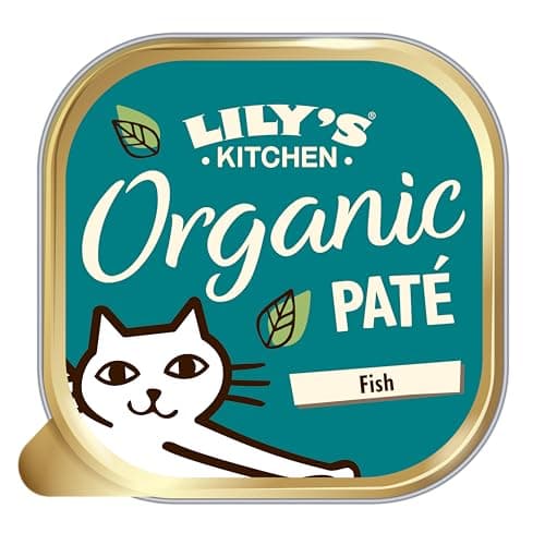 Lily’s Kitchen Fabriqué à partir d’ingrédients naturels Barquette de pâtée pour chats adultes Poisson bio Recettes sans céréales 19 x 85g