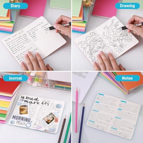 JIANTA Lot de 24 Carnet de Note A6, Blanc Carnet A6, Carnet de Notes A6 Journal Bloc-notes A6 avec Couverture en Papier Kraft 12 Couleurs pour Notes, Écriture, Bureau, Budget, Liste, École, Collège