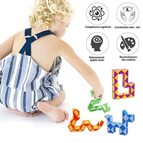 GOLDGE 13 pièces Serpent Magique Magic Snakes Puzzle Cube Mini Twist Puzzle Twisty Toy pour Enfants et Adultes, Cadeau Anniversaire Enfants...