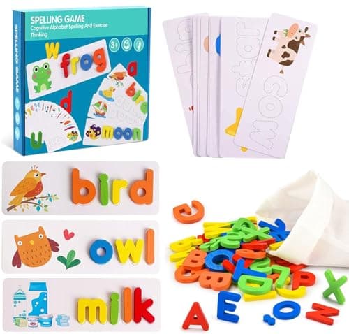 ChaneeHann Alphabet Enfant,Lettres de Scrabble,Puzzle Alphabet-28 Cartes 52 Blocs de Lettres,Montessori PréScolaire Apprentissage PréCoce Cadeau éDucatif,Jeux Educatif 3-8 Ans,Jouet Enfant éDucatif