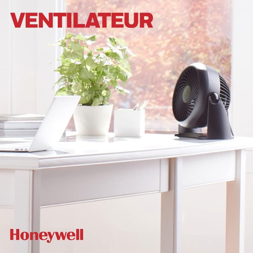 Honeywell ventilateur TurboForce Power (fonctionnement silencieux pour rafraîchissement, inclinaison variable à 90°, 3 vitesses, option de fixation murale, ventilateur de table) HT900