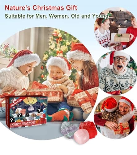 Calendrier de l'Avent 2024 pierre precieuse, Calendrier de l'Avent Enfant et Fossile pour Filles Garçons Cadeau de Noël