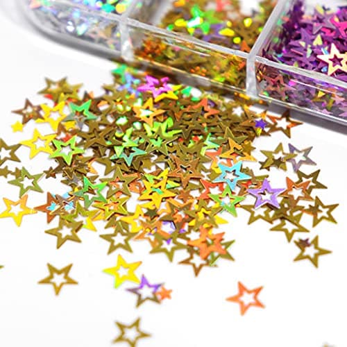 MISHITI 12 grilles/boîte Paillettes holographiques étoiles Creuses Forme Paillettes résine époxy Remplissage