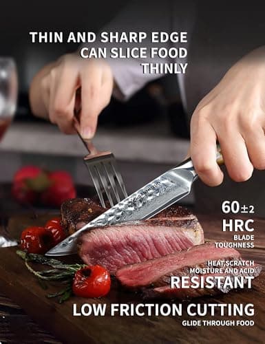 SANMUZUO Ensemble de couteaux à steak de 4 pièces, couteau à steak de cuisine ultra-tranchant non dentelé de 13 cm - Acier de Damas et manche en résine - Série Yao