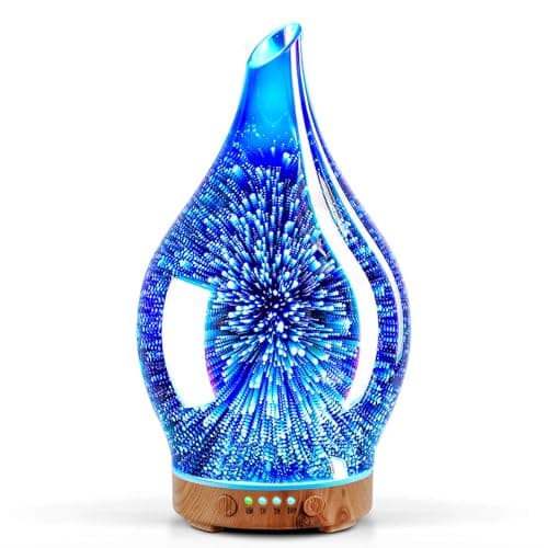 Porseme Aroma Diffuser Luftbefeuchter 100ml,Handgeblasen 3D Luftbefeuchter Ultraschall Leise 7 farbwechselnde LEDs Raumbefeuchter BPA Frei für Wohnung Yoga Spa mit Timer (Silver)