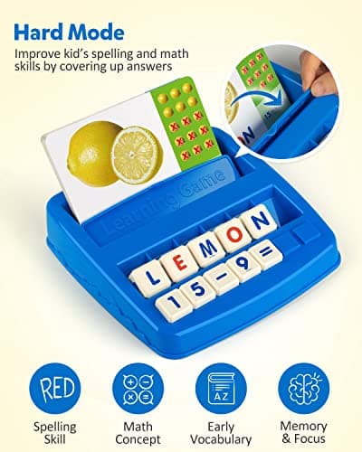 Coogam Jeu de Lettres Assorties, Alphabet Orthographe Lecture Cartes Flash, Math Nombre Mots Puzzle Montessori Apprentissage Précoce Cadeau Éducatif Jouets pour 3 4 5 Ans Enfants