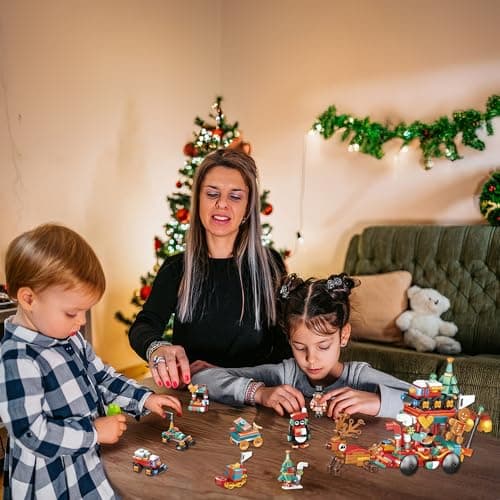 cadeau de Noël Calendrier de l'Avent de Noël pour enfants 2024 - Blocs de construction Cadeaux de vacances pour enfants Ados Coffret cadeau 24 pour filles garçons 12 en 1