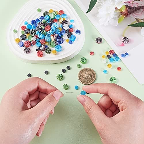 UR URLIFEHALL 140 Pcs Millefiori Lampwork Perles De Verre Plat Rond Entretoise Perles pour Artisanat Bracelets Cheville Collier DIY Making