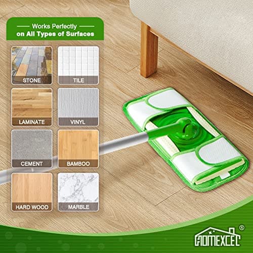 HOMEXCEL Lot de 4 serpillères en microfibre compatibles avec les balais Swiffer, réutilisables et lavables en machine, têtes de rechange pour nettoyage humide et sec multi-surfaces