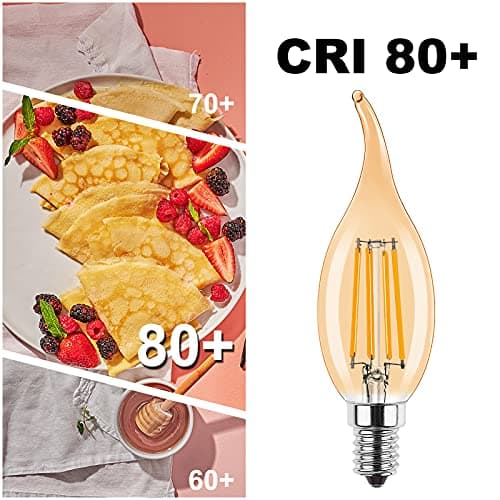 ProCrus E14 LED Dimmable Bougie Lampe Vintage 4W LED,Forme de Bougie pour Lustres,C35 Filament Bougies Ampoule LED,2700K Blanc Chaud,4W Ampoule LED Remplace 40W,400LM,Dimmable,Ambre,Lot de 6