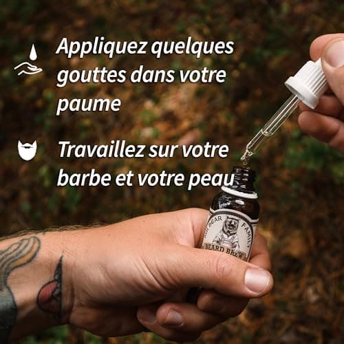 Huile barbe Hommes Mr Bear Family - Citron - Entretient la barbe - Huile pour pousse de la barbe hydratante à l’huile de Jojoba & d’Argan - Huile à barbe Hommes - Soin barbe hydratant Homme 30 ml