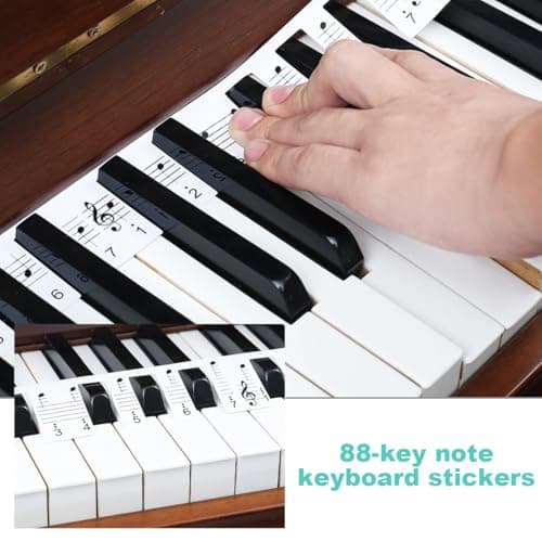 CPJJ 2pcs autocollants pour clavier de piano, pour les débutants 88 touches de piano partition faite