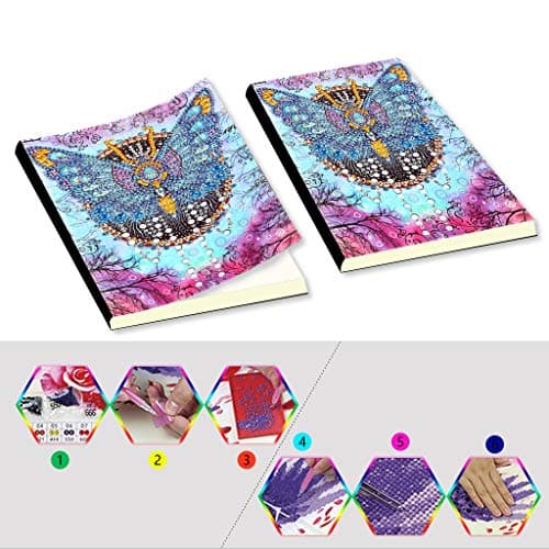 Carnet de Notes Papillons Vierges Broderie Spéciale au Point de Croix pour Filles Journal Intime A5 Carnet de Croquis Livre Secret Fille Cadeau d'anniversaire 50 feuilles 120 pages