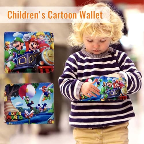 Benaton Portefeuille Enfant, Portefeuille Anime Cartoon PU Cuir, Porte-Monnaie Adolescents Anime Cartoon, Portefeuille Enfant Cartoon, Peut Contenir Une Petite Monnaie, Une Carte d'Identité (Bleu)