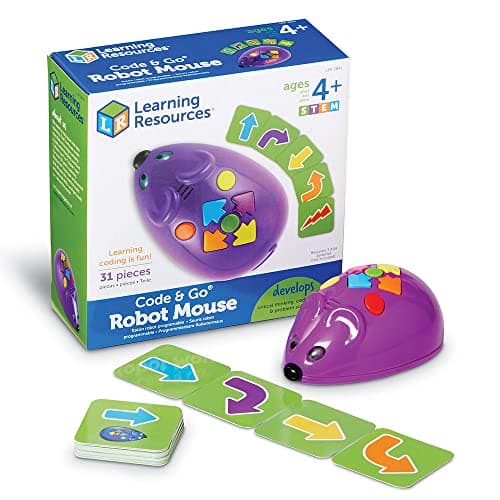 Learning Resources Code & Go Souris robot (31 pièces), jouet robot programmable, les enfants apprennent à programmer, Jouets STEM de codage, jouets de codage sans écran pour les enfants de 4+