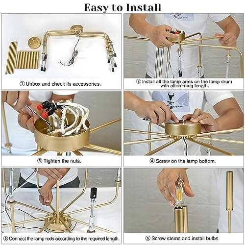 Lustres Dorés Modernes, Éclairage De Lustre Industriel En Métal À 16 Lumières, Suspension À Bougie Classique Pour Îlot De Cuisine, Salle À Manger, Salon, Entrée, Escalier E14 (Ampoules Non Incluses)